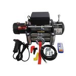 TIEOAXFT 13500LBS /12000LBS Electric Winch 12V/24V Crane Synthetic Rope Winches With Remote Control For Trucks RVs ATV UTV Trailer Winch(24V 13500LBS)