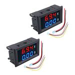 VOKTTA 2PCS 0.28" Digital Voltmeter Ammeter DC 0~100V 10A Dual LED Display Panel 3 Bits Amp Voltage Current Volt Amp Meter Tester (Red-Blue)