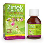 Zirtek Allergy Relief for Children, 70ml Syrup | Hayfever, Dust, Pets, and Hives | Cetirizine Antihistamine Solution | Helps Relieve Allergic Symptoms | for Adults and Children Over 6 Years