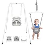 HARPPA 2 in 1 Toddler Swing Set, Foldable Kids Swing & Baby Jumper for Indoor&Outdoor Play, Adjustable Children Swing Set for Toddler Aged 1~5 Years (Grey)