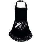 HANERDUN Aprons Kitchen Aprons Baking Cooking Aprons Maid Apron Dress Black Sexy Cute Retro Pastoral Style Lovely Fancy Bowknot With Pocket Gift Idea for Women