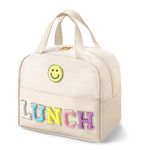 Insulated Lunch Bag for Kids & Women, Boys Girls Lunch Bags Large Cooler Tote, Children's Lunch Bag for School, Boite a Lunch, Womens Lunch Bag for Work, Picnic, Camping, BBQ(Leather, White)