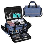 CURMIO Nurse Bag, Medical Bag Clinical Bag with Inner Dividers and No-Slip Bottom for Home Visits, Health Care, Hospice, Fits for Nursing Students, Physical Therapists, Doctors, Blue