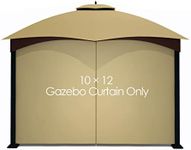 Tanxianzhe Gazebo Replacement Privacy Curtain with Zipper Outdoor Universal Privacy Panel Sidewall for 10' x 12' Gazebo (Khaki)