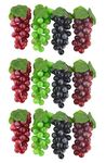 JEDFORE 6.3 Inches Artificial Grapes Cluster Rubber Frosted Grape Bundles Decorative Grapes Bunches for Vintage Wedding Favor Fruit Wine Decor Faux Fruit Props (Black, Red, Green, Purple - 12 Pack)