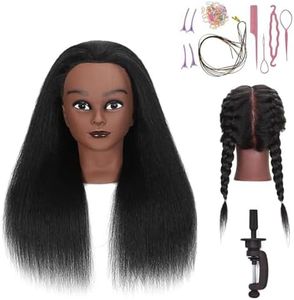 16 Inch 100% Real Hair Mannequin Head Training Head Manikin Cosmetology Doll Head for Hairdresser Practice Braiding Hair Styling with Clamp stand (16 -Inch)