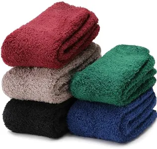 EBMORE Fuzzy Socks for Men & Women - Fluffy Warm Winter Non Slip Thick Cozy Sleep Socks with Grips - Cabin Soft Stocking Stuffers - Bright Color