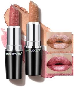 Anglicolor Metallic Shine Glitter Lipstick,Lightweight Soft and Ultra Hydrating,Enriched with Vitamin E,Vegan & Cruelty-Free,Velvety Smooth (#01+#10)