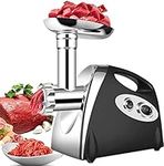 Meat Grinder Electric Multi Meat Mincer Sausage Attachment Metal Gear 3 Perforated Discs, 2800 W High Performance Motor, 1.5 kg Meat/Minute, Black