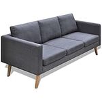 vidaXL Sofa 3-Seater Fabric Dark Gr