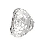 KKJOY OM Yoga Symbols Ring Stainless Steel Openworked Lotus Flower Adjustable Open Finger Rings Christmas Gift for Women Men