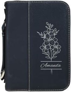 Daphne's Curations Personalized Vegan Leather Zippered Bible Cover – Custom Engraved Scripture Journal Case with Handle, Pen Holder & Pocket – Fits Large & Medium Bibles