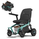 ROBOOTER E40: Portable Electric Wheelchair for Adults, Foldable Lightweight Airline-Friendly Design, Extended Range for Everyday Use and Travelling - Motorized Power Chair supporting up to 330 lbs (Teal)