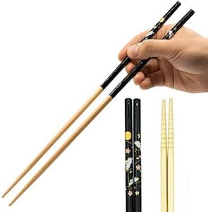 Tanaka Hashi Cooking Chopsticks Long Japanese - Made in Japan Bamboo Saibashi Cooking Chopsticks - Black, 13x0.31