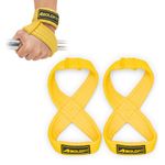 Boldfit Weightlifting Strap Closed Loop Wrist Support for Gym Accessories for Men & Women Wrist strap for Gym with Palm Wrist Support Deadlift Strap Weightlifting Straps for Grip 1 Pair Yellow