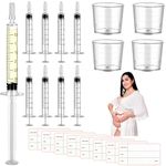 50 Pcs Colostrum Collector Kit 3ml Breast Milk Collector Milk Catcher with 4 Measuring Cup and 54 Stickers Colostrum Collection Gift Colostrum Harvesting Kit with Protective Cap for Breastfeeding