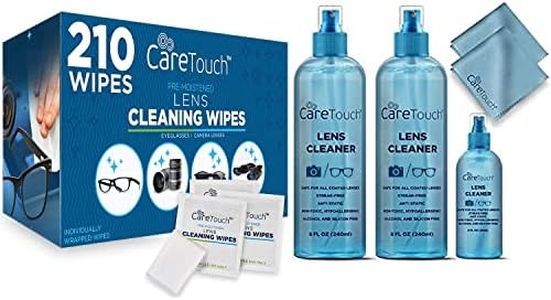 Care Touch Lens Cleaning Wipes Bundle + Alcohol-Free Lens Cleaner Kit