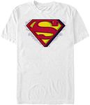 Warner Bros. Mens Superman Superman Glitch Logo Men's Tops Short Sleeve Tee Shirt, White, 4X-Large Big Tall