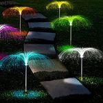 LiyuanQ Solar Garden Lights, 5 Pack LED Jellyfish Shape Fiber Outdoor Pathway Waterproof Multi-Color LED Solar String Lights Decoration for Yard Patio Garden Gazebo Party Wedding Birthday