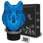 3D Wolf Night Light, Optical Illusion Lamp for Home Decor & Co-Sleeping ,Remote Controller with 16 Color Changing Gifts for Kids, Boys & Men, Girls & Women