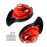 awlbed 2 PCS Car Snail Air Horn Replacement, 300DB Super Loud Waterproof 12V Vehicle Speaker, Universal Round Automotive Whistle Horn Accessories for Car Truck Bike Boat Motorcycle (Red)