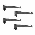 Renovators Supply Manufacturing Black Offset Strap Lift Off Pintle Hinge 11.75" Long Offset Wrought Iron Pin Hinges for Shutter Doors or Gates Antique Exterior Window Gate Hinges Hardware Pack of 4