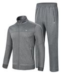 MoFiz Men Athletic Tracksuit Set Full Zip Running Jogging Sweatsuit Casual Work Athletic 2 Piece Outfit B-Dark Grey,M