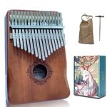 Kalimba Thumb Piano, GDANXIA 17 Keys with Sapele Wood Mbira Finger Piano, Hand-Rest Curve Design with Tune Hammer and Study Instruction, Gifts for Kids and Adults Beginners Professional(Brown)