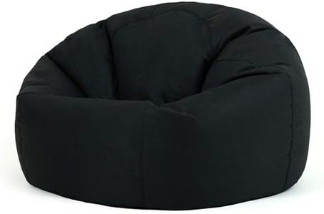Bean Bag Bazaar Kingston Outdoor Bean Bag, Black, Garden Chair, Water Resistant Fabric, Large Gaming Beanbag with Filling Included, Comfy Chair, Garden Seat, Outdoor Seating
