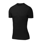 PowerLayer Boys' Compression Baselayer Top Short Sleeve Under T-Shirt - Black, 6-8 Years (Boys Small)