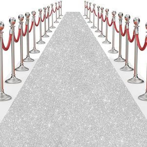 Glitter Carpet Runner for Party 2.6 X 30 ft Glitter Non-Woven Fabric, Carpet Rug for Event, Aisle Runway Runner for Wedding Ceremony, Movie Theme Party Decorations (Glitter Silver, 2.6FTx30FT)