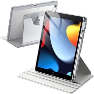 JETech Rotating Case for iPad 9/8/7 (10.2-Inch, 2021/2020/2019 Model, 9th/8th/7th Generation) with Pencil Holder, 360 Degree Rotation Protective Stand Cover Clear Back, Auto Wake/Sleep (Silver)