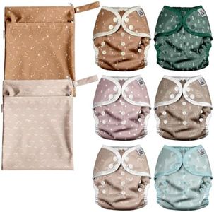 Mama Koala Reusable Adjustable Cloth Diaper Covers Size M,with 2 Pack Waterproof Wet Dry Bags