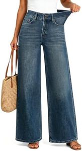 UPNET Women’s High Waisted Baggy Jeans – Stretchy Wide Leg Tummy Control Straight Leg Denim Pants Trendy Jeans for Women 2025 (US, Numeric, 4, Regular, Regular, Vintage Blue)