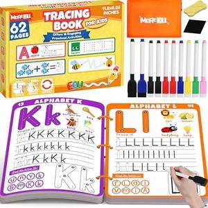 Preschool Learning Activities Educational Workbook, 62 Reusable Pages Pre Kindergarten Workbooks, Number Letter Tracing Books for Kids, Autism Learning Materials, ABC Busy Book for Kids Ages 3-7