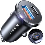 LISEN 54W Car Charger, USB C Car Phone Charger Adapter Fast Charge for IPhone Car Charger PD&QC3.0 Cigarette Lighter USB Charger 12V USB Socket fit IPad Pro Iphone 16 Pro Max 15 14 Samsung Galaxy S24