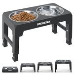 IOKHEIRA Dog Bowls with Stand,4 Heights Adjustable,Raised Dog Bowl for Large Dogs,Dog Feeding Station with 2 Stainless Steel Dog Bowls,Non-Slip elevated dog bowls