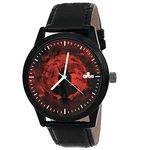 AROA Watch New Watch for Itachi Uchiha Red Moon Shinobi Model : 377 Black Metal Type Analog Black Strap Watch Red and Black Dial for Men Stylish Watch for Boys