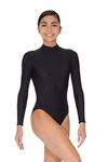 Roch Valley Women's Long Sleeve Turtle Neck Leotard, Black, Age 7-8