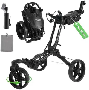 Golf Push Cart with 360° Front Wheels & Handbrake,Tivor 3 Wheel Pull Cart Offers One-Click Folding and All-Terrain Mobility