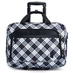 bagsmart 17.3 Inch Rolling Laptop Bag Women Men Rolling Briefcase for Women with Wheels Rolling Computer Bags Laptop Bag for Work Travel Business, Black and white chequered