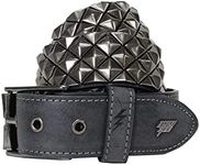 Lowlife of London Belts Armor Pyramid Leather Belt, Diagonal Studded Pyramid Leather belt Studded Punk Goth Rock Belt, Diamond Metal Stud Layed Diagonally, Alternative Leather Belt for Men and Women, Slate, 26" - 28" Waist (XS)