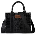 Wrangler Tote Bags for Women Top-handle Handbags and Purses for Women, B Crocodile Pattern Black WG70-8120BBK