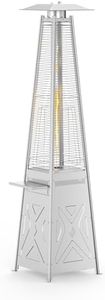 Outdoor Pyramid-Shaped Freestanding Heater, 48,000 BTU Outdoor Propane Patio Heater with Movable Wheels, Removable Table, and Floor Spikes for Large Spaces, Outdoor Parties, Backyards, and Gardens