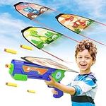 Bennol Outdoor Toys 2023 New Kite Launcher Toy for Boys Kids, 1 Kite Launchers Toys 3 Kites 10 Soft Bullets, 3 4 5 6 7 8 Year Old boy Birthday Gift Ideas