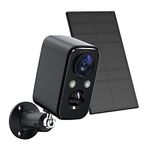 Security Camera Wireless Outdoor Solar - FOAOOD Camera Surveillance Exterieur for Home Security Color Night Vision PIR Human Detection 2-Way Talk IP66 Waterproof 2.4Ghz Only-Black