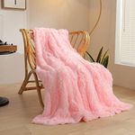 Pink Faux Fur Throw Blanket