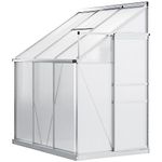 Outsunny 6' x 4' Lean-to Greenhouse, Walk-in Greenhouse with Adjustable Roof Vent, Rain Gutter and Sliding Door Aluminum, Clear