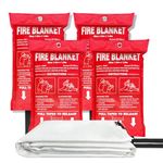 Guardryshely Fire Blanket for Home, Emergency Fire Blanket Kitchen, Easy to Store Fire Suppression Blanket, Fiberglass Fire Blanket Emergency for Grill, Car, Fireplace (39 in x 39 in), 4 Packs