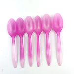 Heyiwell Color Changing Medium Weight Plastic Spoons,White to Pink Disposable Frozen Yogurt Ice Cream Spoons,Frozen Dessert Spoons 50 Count